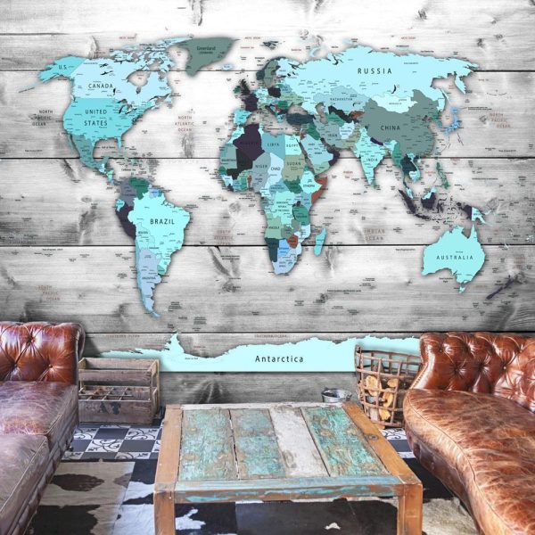 Wall Mural - World Map: Blue Continents