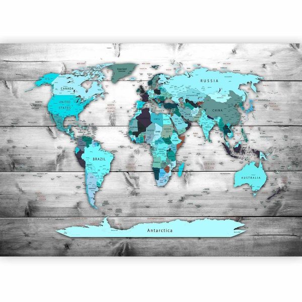 Wall Mural - World Map: Blue Continents