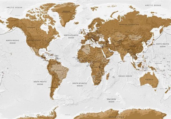 Wall Mural - World Map: White Oceans