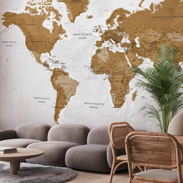 Wall Mural - World Map: White Oceans