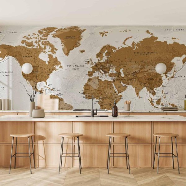 Wall Mural - World Map: White Oceans