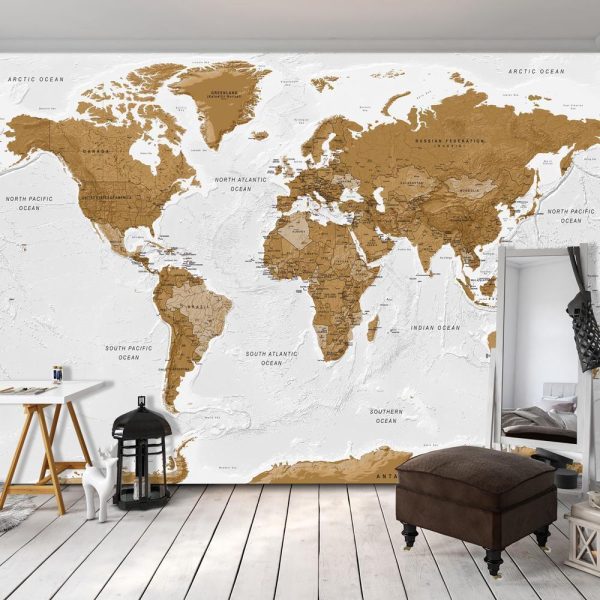 Wall Mural - World Map: White Oceans
