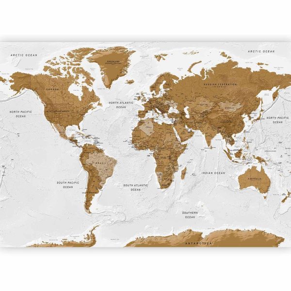 Wall Mural - World Map: White Oceans