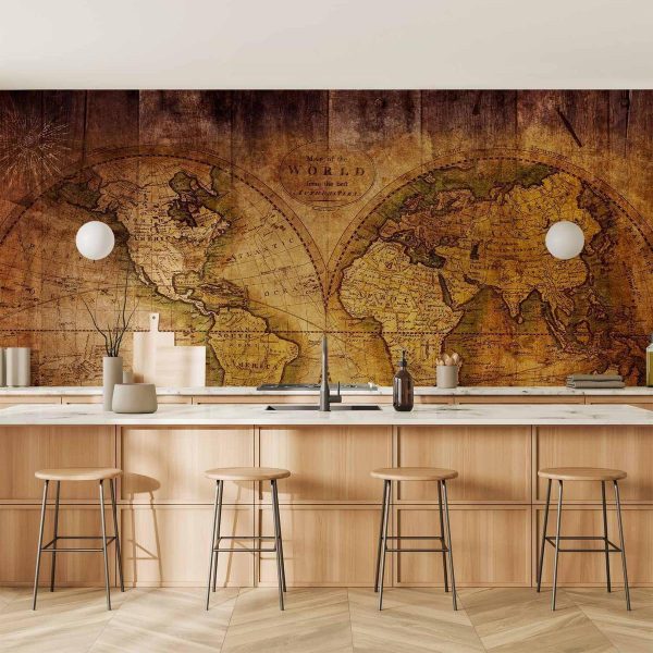 Wall Mural - World on old map