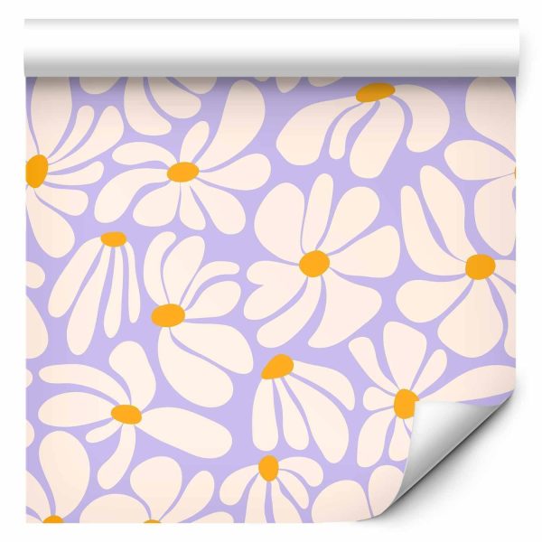 Wallpaper - Cute Creamy Little Flowers - Small flowers with creamy - wind-blown petals on a blue background - Image 2