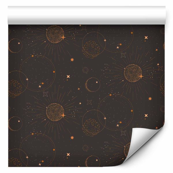 Wallpaper - Night Sky - Artistic Composition of Suns and Planets on a Black Background - Image 2