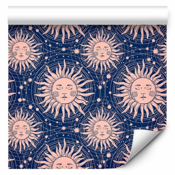 Wallpaper - Sunny Patterns - Repeating sun motif on a navy background - Image 2