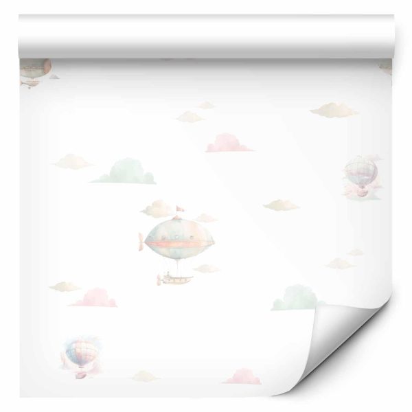 Wallpaper - Watercolor - Colorful balloons and airships against a backdrop of colorful clouds - Image 2